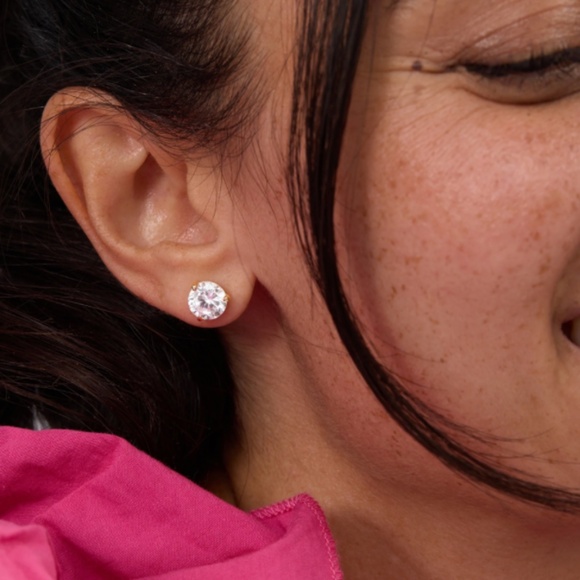 Melinda Maria - Not Your Basic 8mm Studs - Gold|White Diamondettes - Picture 1 of 4